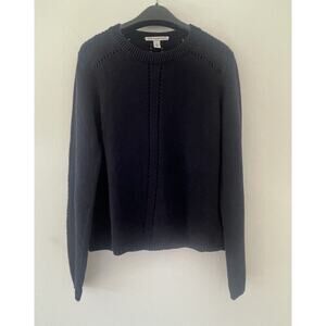 Cotton by Autumn Cashmere Navy Cotton Crewneck Sweater Size Medium Lightweight